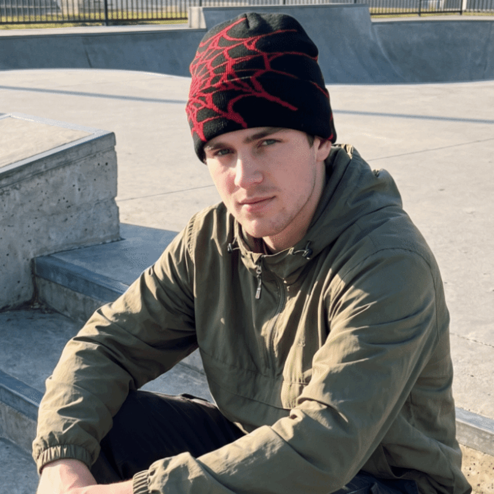 Beanie Cuffed Knit - Hip-hop Soft Spider Web Pattern Beanie