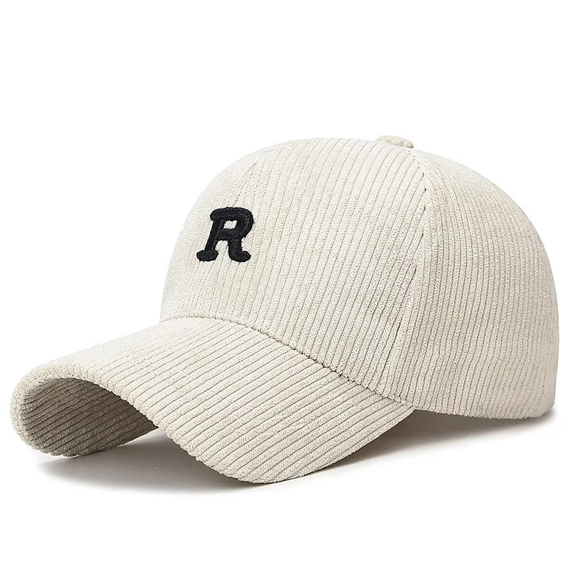 Baseball Cap Structured - Solid Color Corduroy Baseball Cap Adjustable