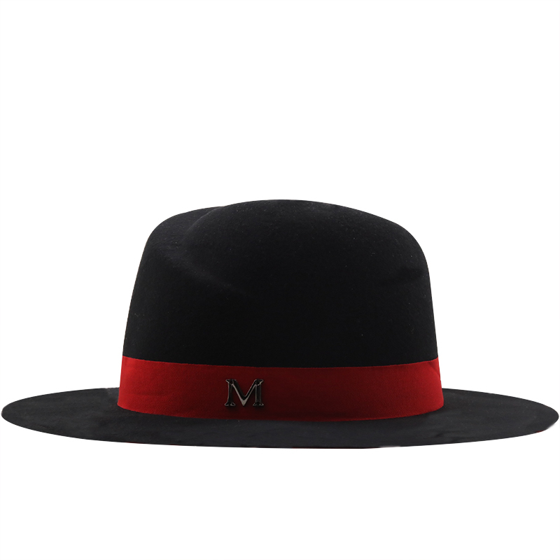 New Outer Black Inner red Wool - Fedora Hat Wool ulasan dan harga