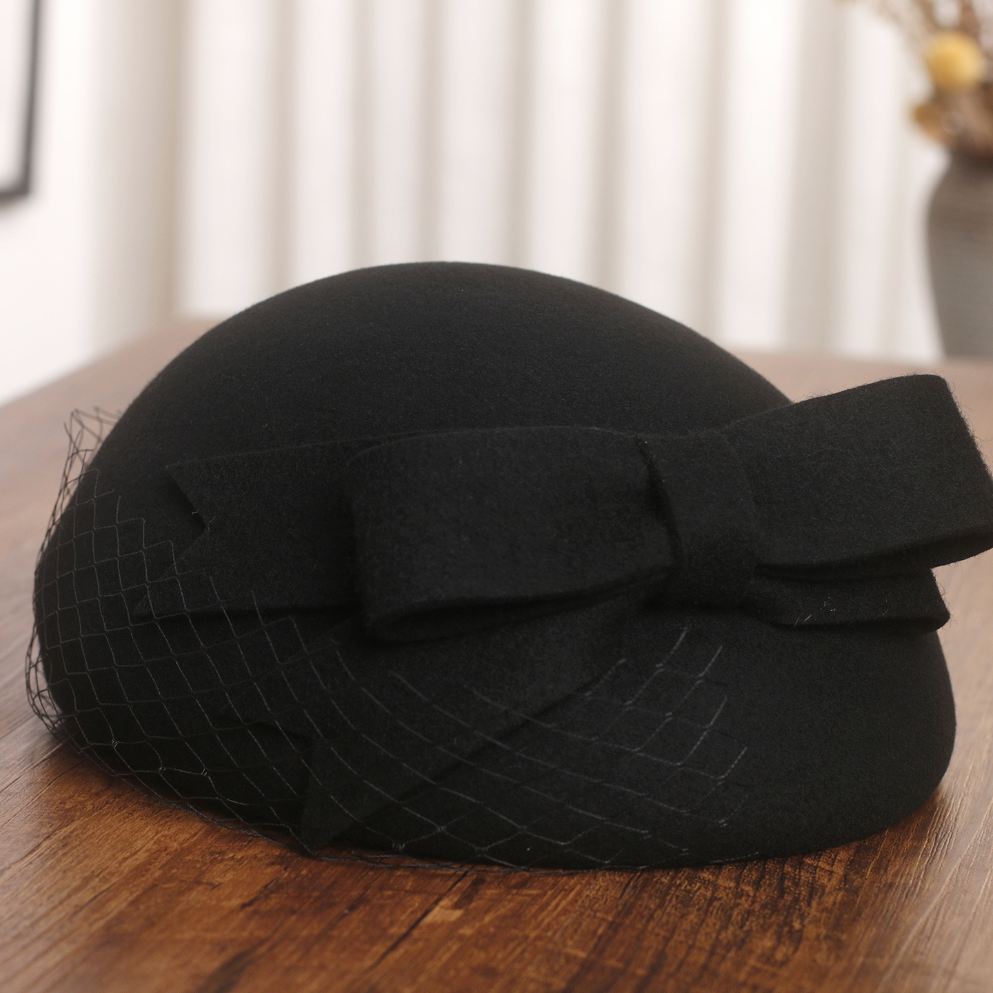 French Elegant Mesh-Bow Wool B - Beret French Wool ulasan dan harga