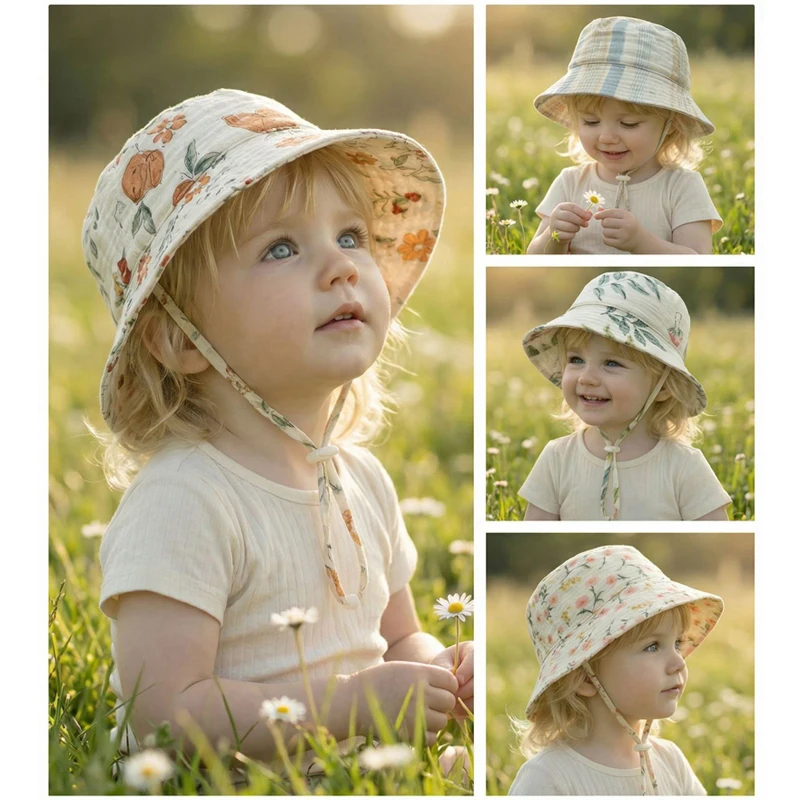 Muslin Baby Summer Hat Adjusta - Bucket Hat Cotton ulasan dan harga