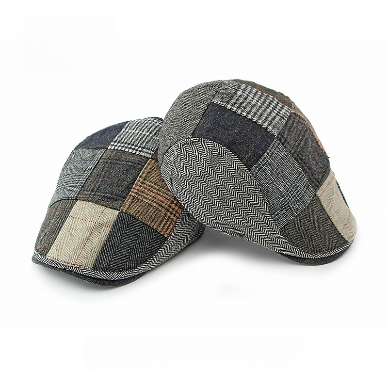 1pc Men Patchwork Tweed Flat C - Newsboy Cap Ivy ulasan dan harga