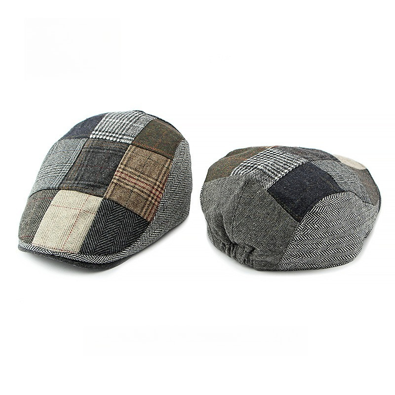 1pc Men Patchwork Tweed Flat C - Newsboy Cap Ivy ulasan dan harga