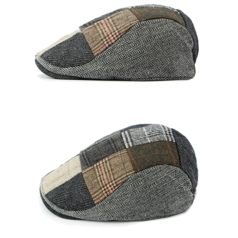 1pc Men Patchwork Tweed Flat C - Newsboy Cap Ivy ulasan dan harga