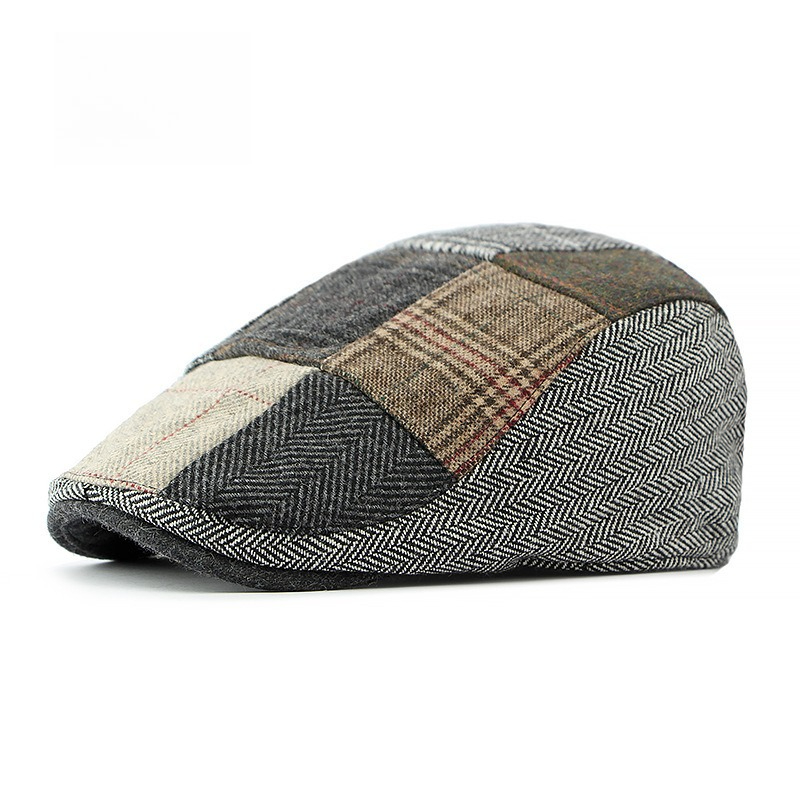 1pc Men Patchwork Tweed Flat C - Newsboy Cap Ivy ulasan dan harga
