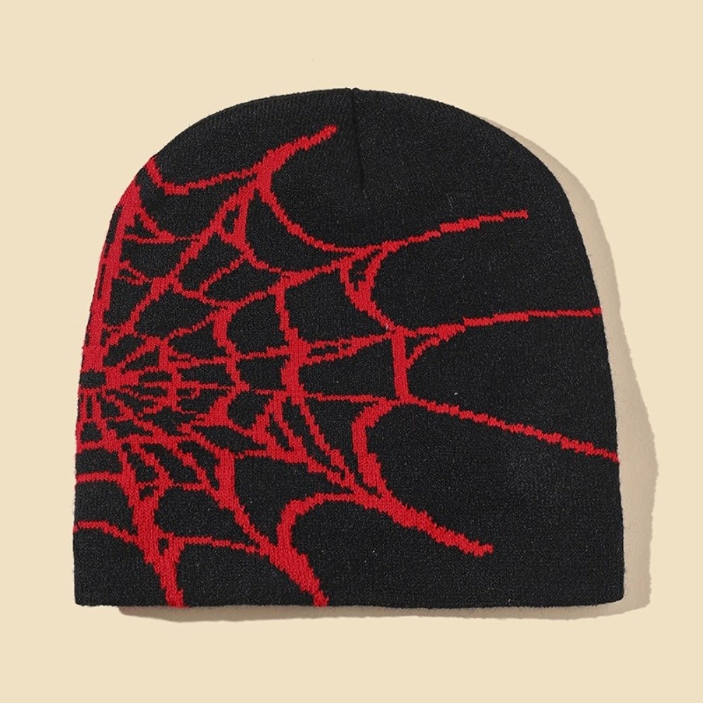 Hip-hop Soft Spider Web Patter - Beanie Cuffed Knit ulasan dan harga