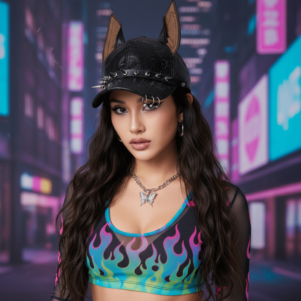 Fashion Punk Doberman Dog Ears - Baseball Cap Structured ulasan dan harga