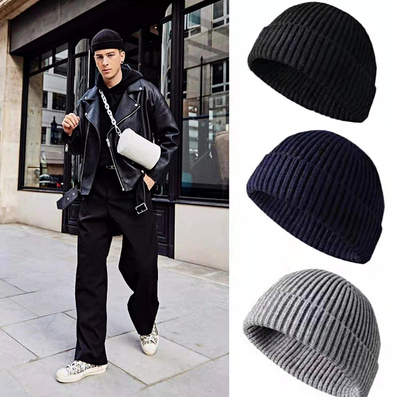 1Pcs Winter Warm Unisex Wool B - Beanie Cuffed Knit ulasan dan harga