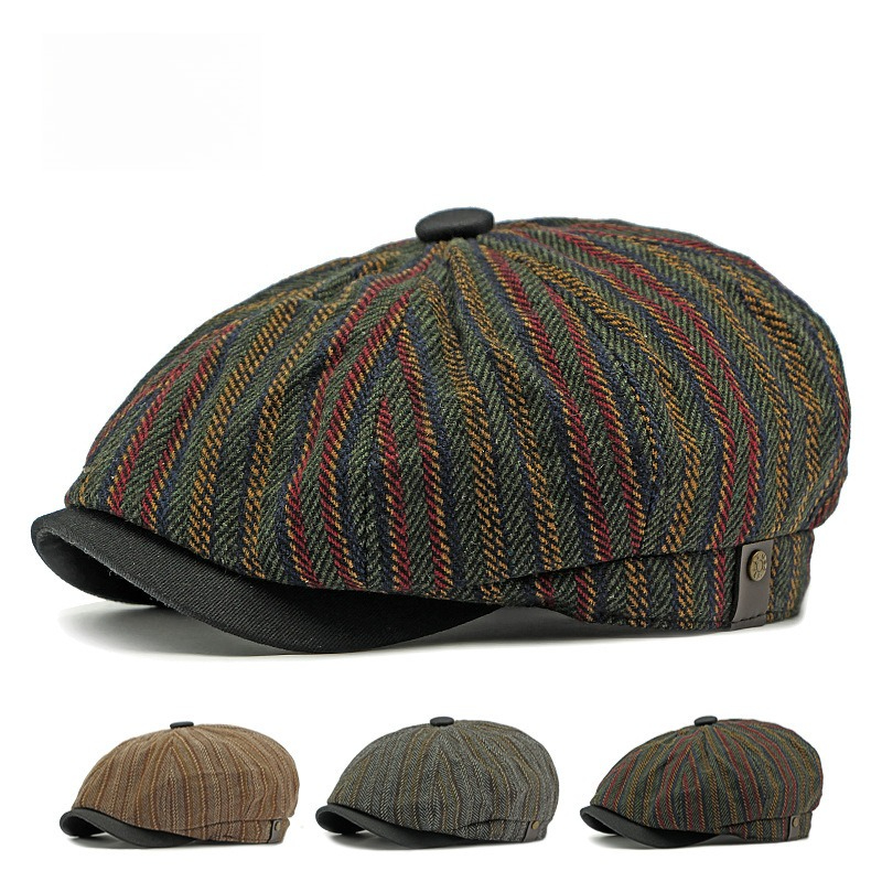 Men Vintage Striped Tweed News - Newsboy Cap Ivy ulasan dan harga
