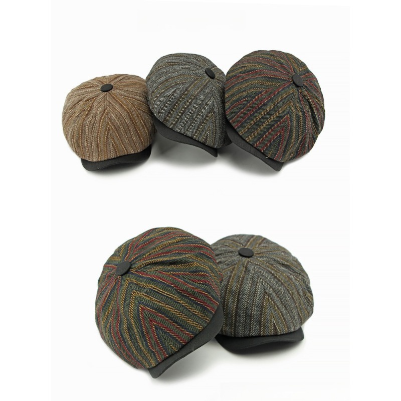 Men Vintage Striped Tweed News - Newsboy Cap Ivy ulasan dan harga