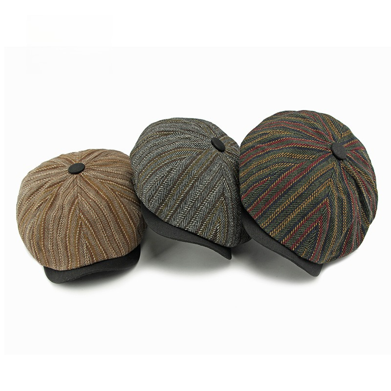 Men Vintage Striped Tweed News - Newsboy Cap Ivy ulasan dan harga