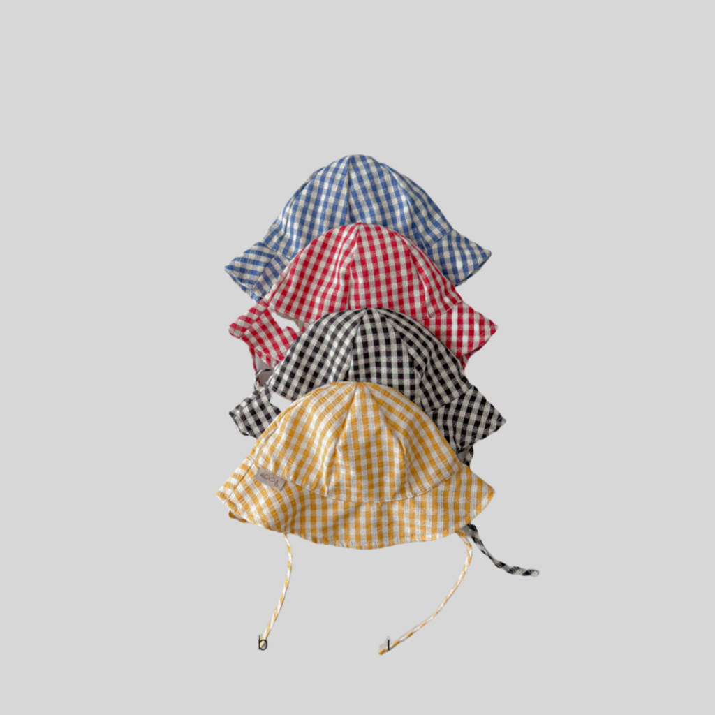 Ins Style Plaid Baby Bucket Ha - Bucket Hat Cotton ulasan dan harga