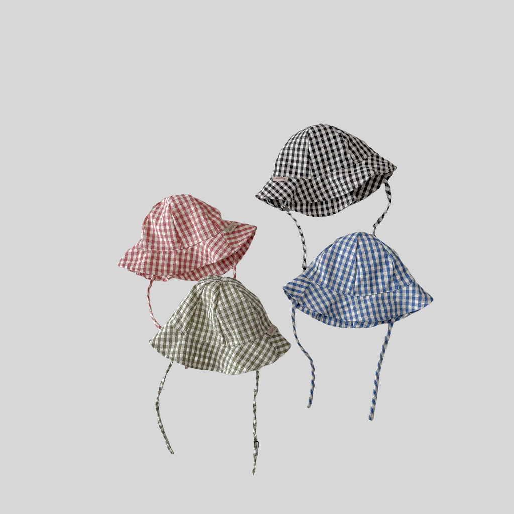 Ins Style Plaid Baby Bucket Ha - Bucket Hat Cotton ulasan dan harga